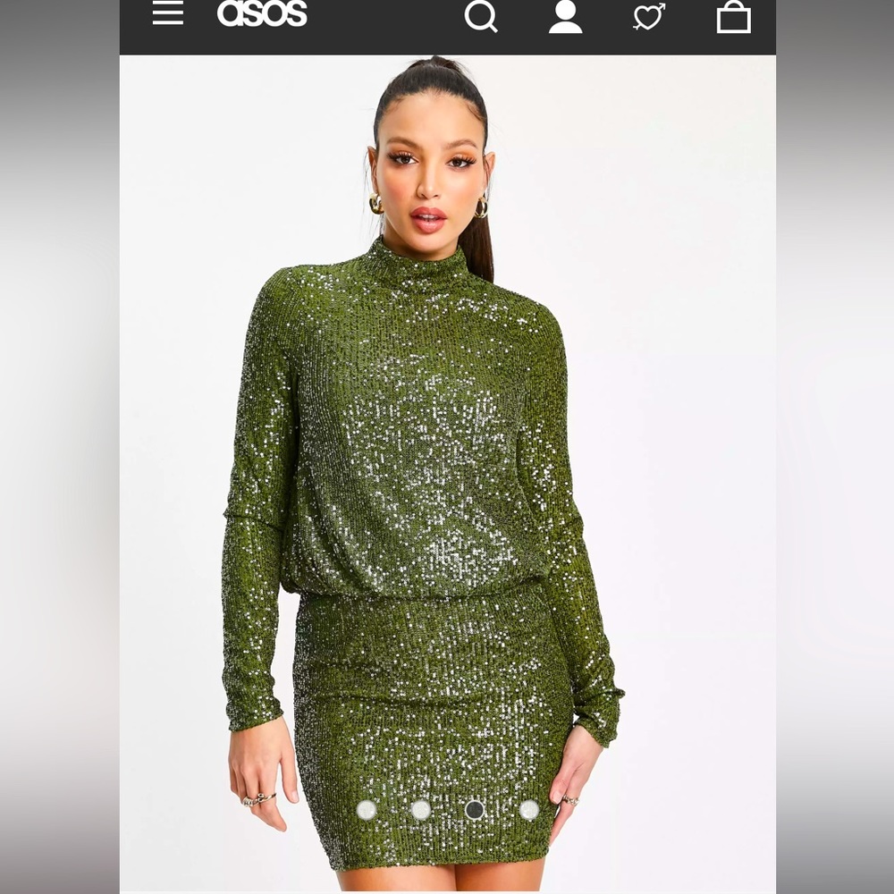 ASOS DESIGN NWT sequin embellished high neck mini dress